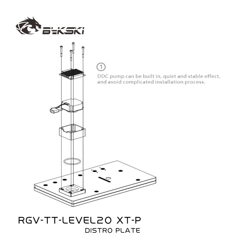 Distro Plate Ddc Pump Combo - Bykski RGV-TT-LEVEL 20XT-P Acryl Distro Plaat/Board