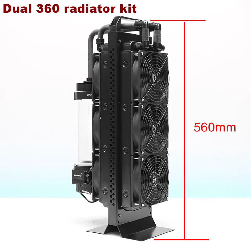 External Radiator Water Cooling Kit - Externe waterkoelingcombinatie met dubbele radiator, ENERMAX-pomp