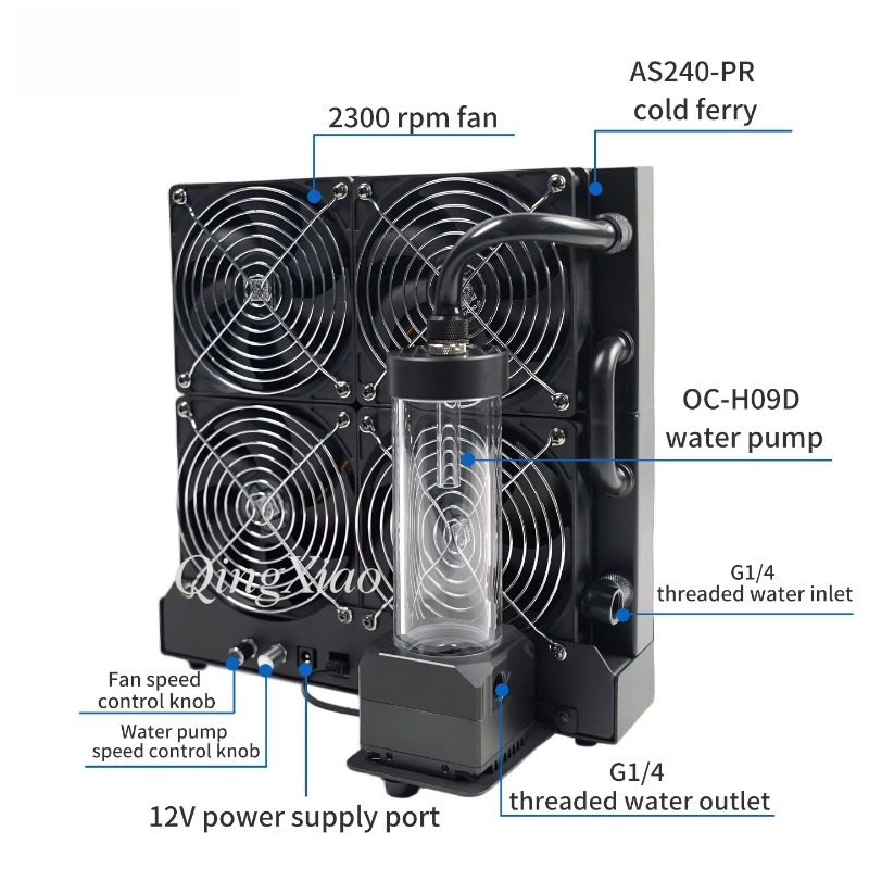 4-ventilator radiatorpomp en w - External Radiator Water Cooling Kit recensie en prijs